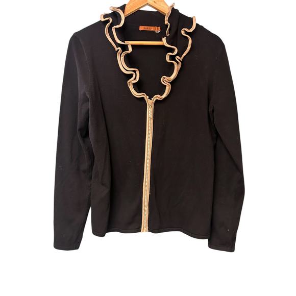 Belldini Sweaters - Belldini Sweater Shirt Womens Large Black Slim Zip Up Collared Jewels